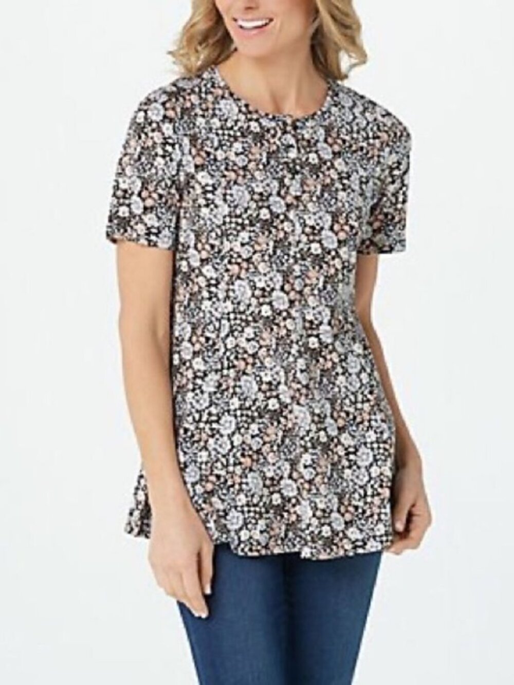 Denim & Co. Printed Jersey Fit & Flare Top